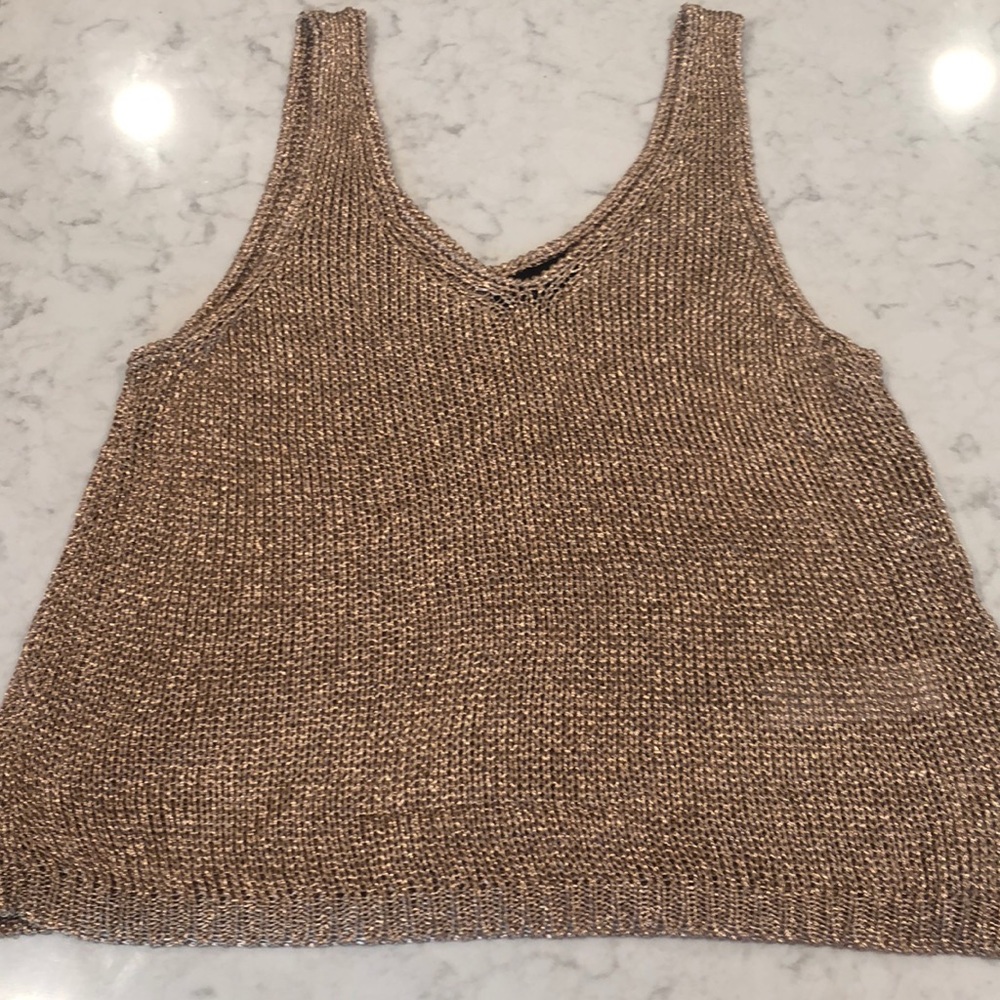 Topshop knit rose gold metallic tank